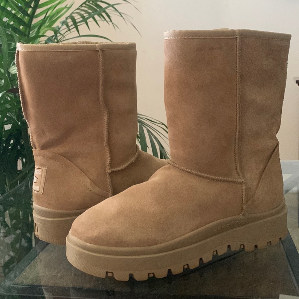 SKECHERS VTG 90’s Y2K Suede Leather Sherpa Lined Chunky Platform Boots